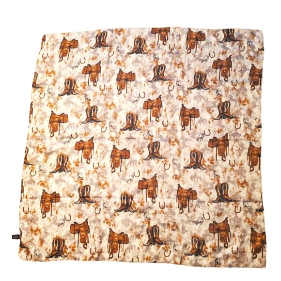 EUC Austin Accent Inc. Horse cowboy boots print 100% silk scarf 33.5" x33.5" - Picture 1 of 5
